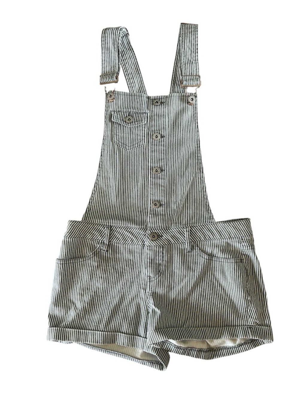 [Mossimo Supply Co] Gray and White Railroad Stripe Shortalls